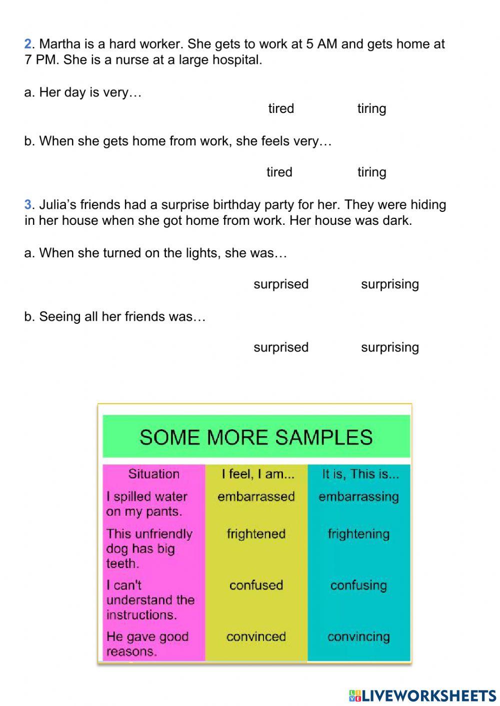 Participial adjectives