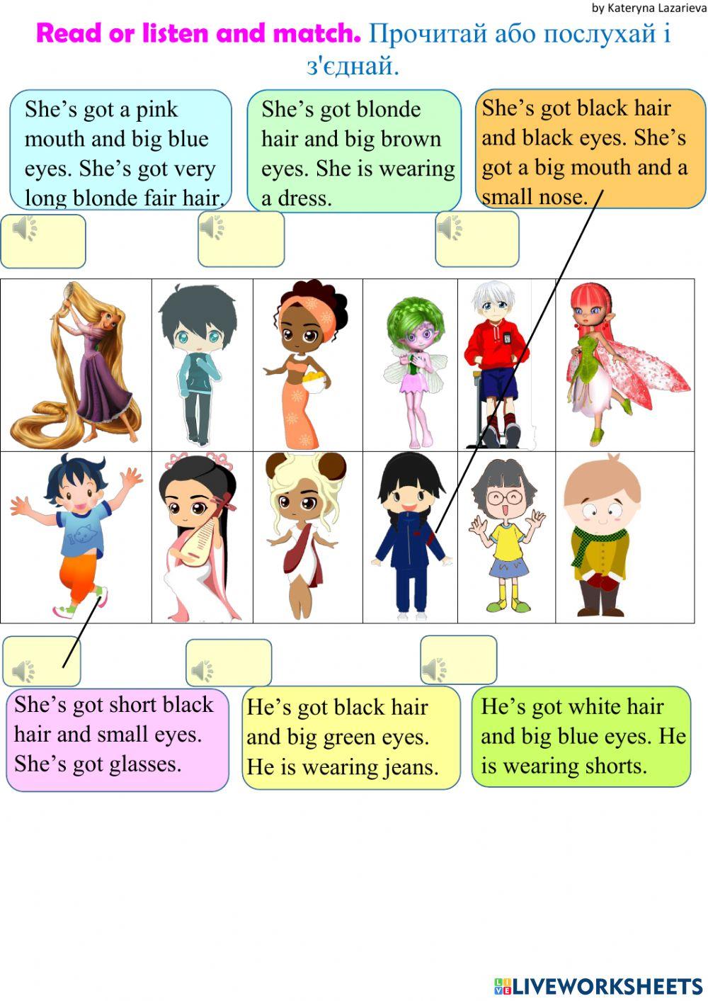 My face. Read or listen and choose.