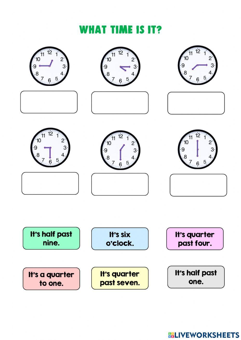 Horas En Ingles Liveworksheets