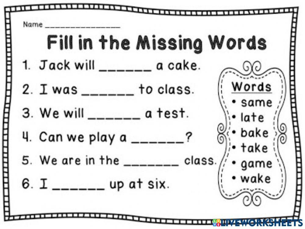 Vocabulario en inglés.