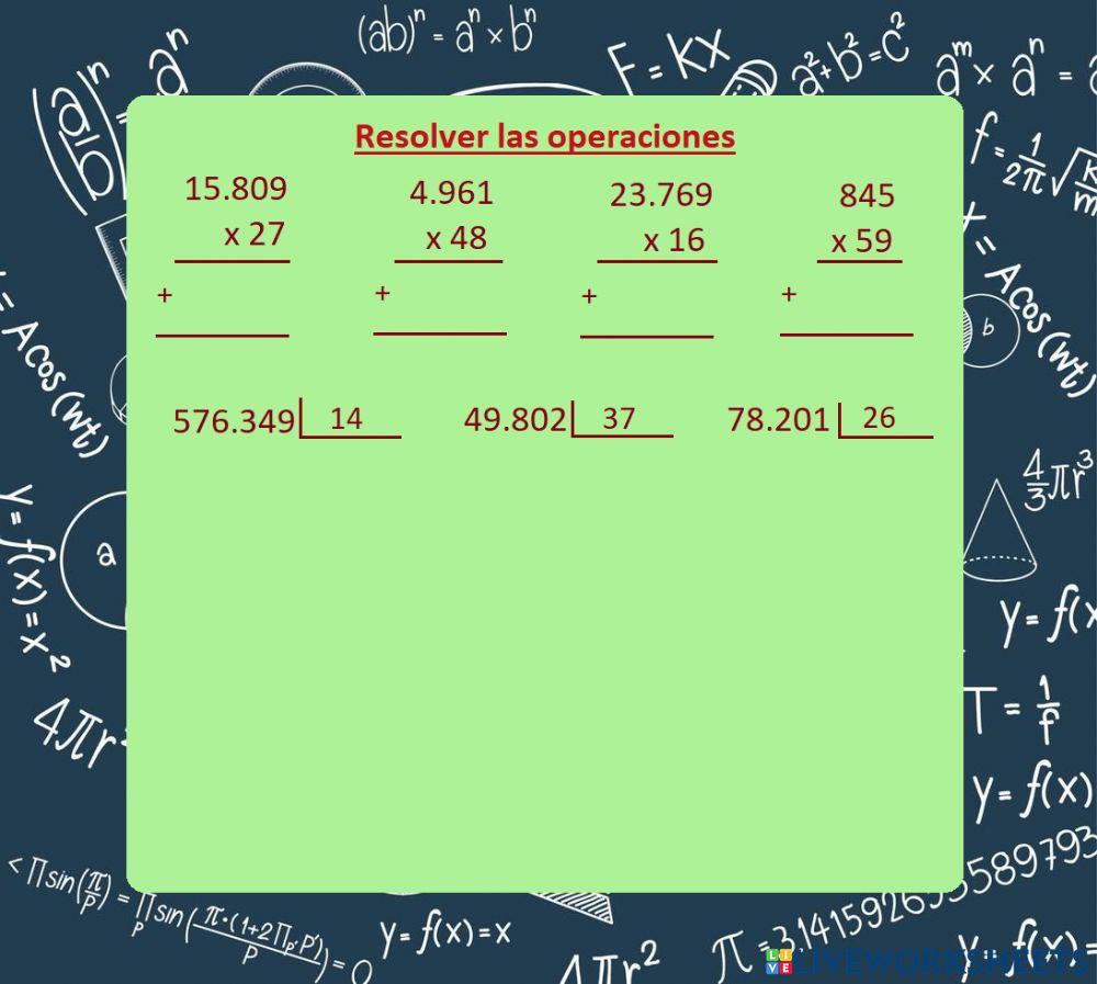 Multiplicaciones y divisiones por dos cifras