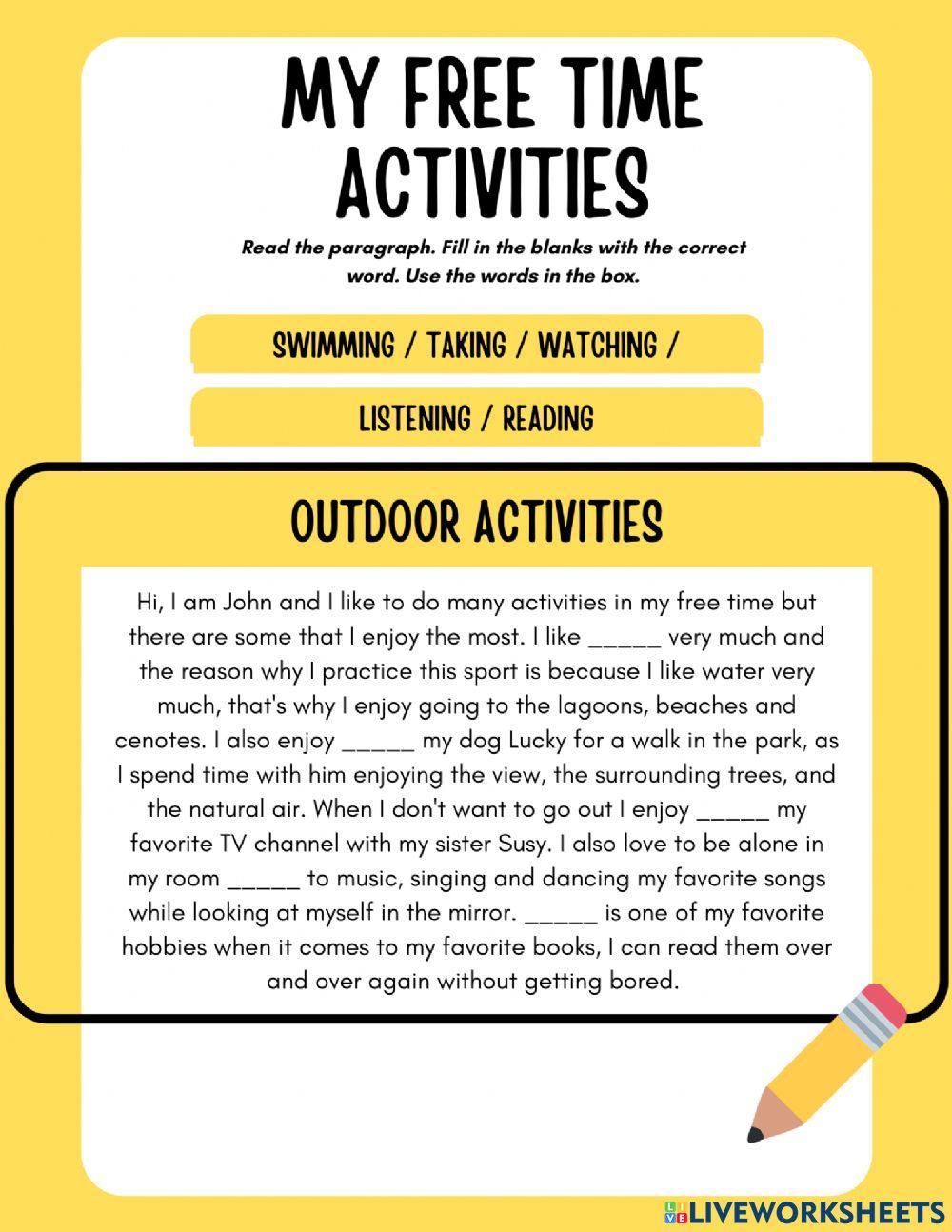 Free time activity online exercise for | Live Worksheets