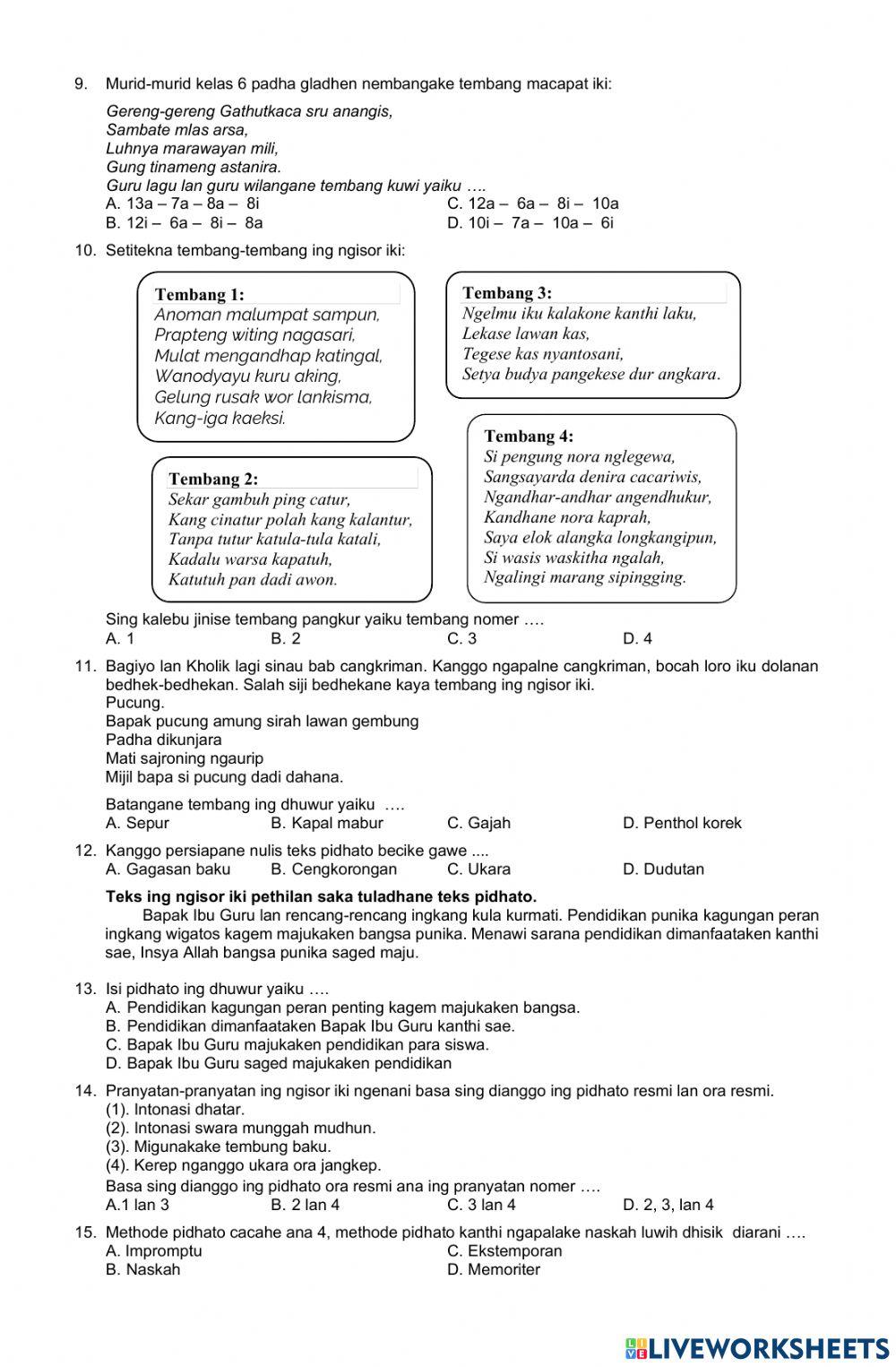 TRY OUT II BAHASA DAERAH