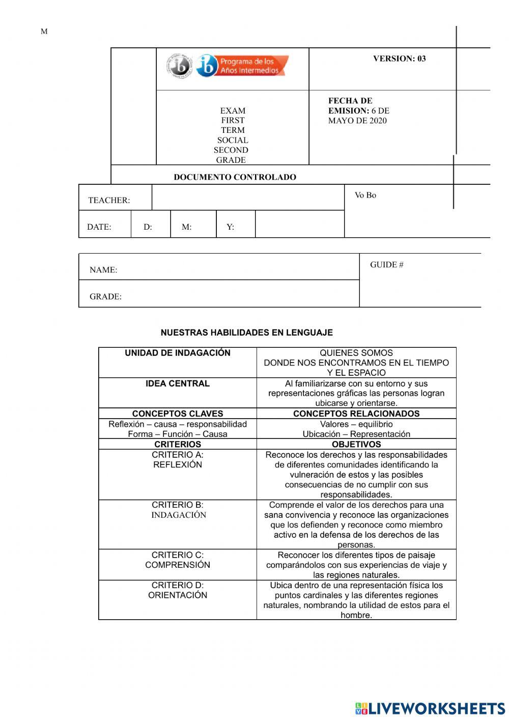 Cuestionario social studies