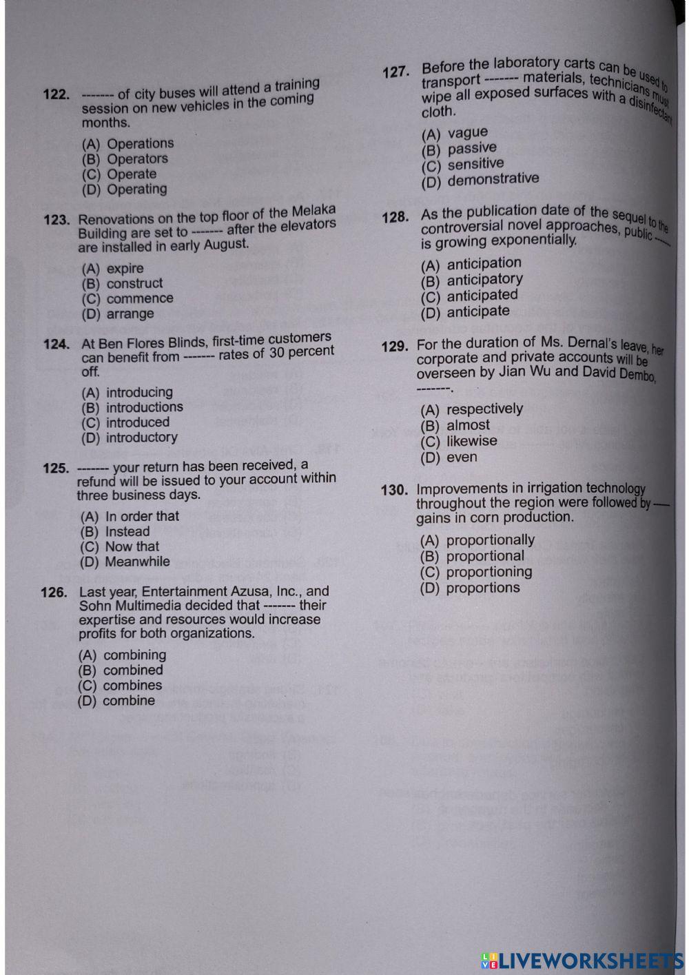 TOEIC TRAINING part 5-6