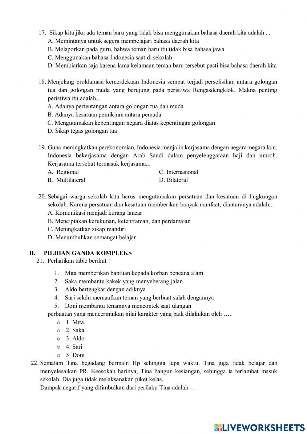 Simulasi Sumatif PPKn Kelas 6