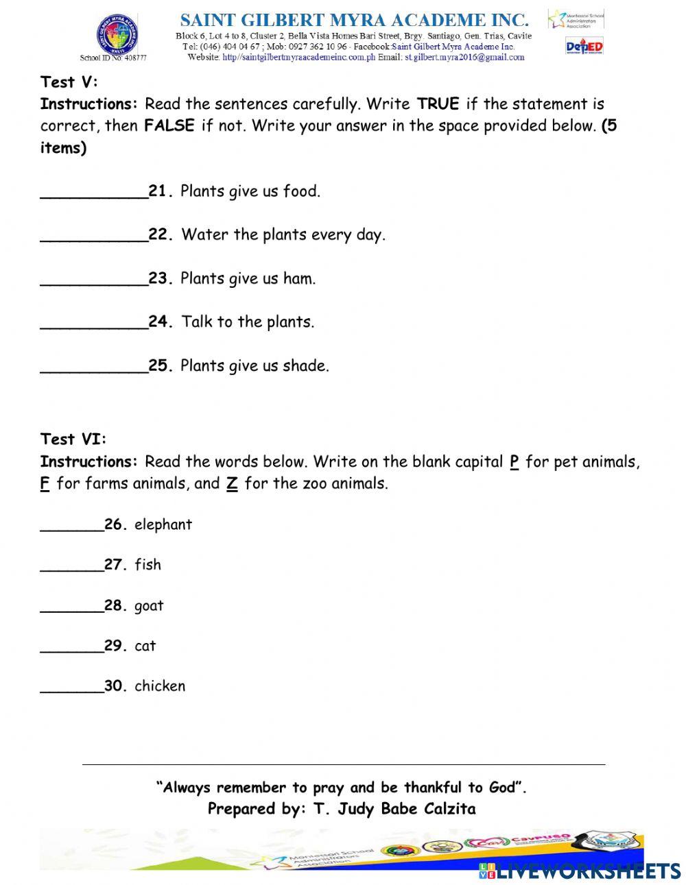 Third Quarterly Examination - Science