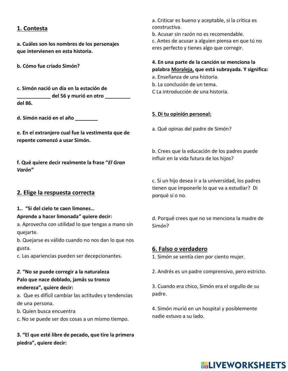 Lectura comprensiva online exercise for ged