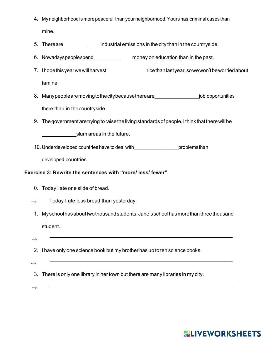 Comparatives with Nouns - more, less, fewer