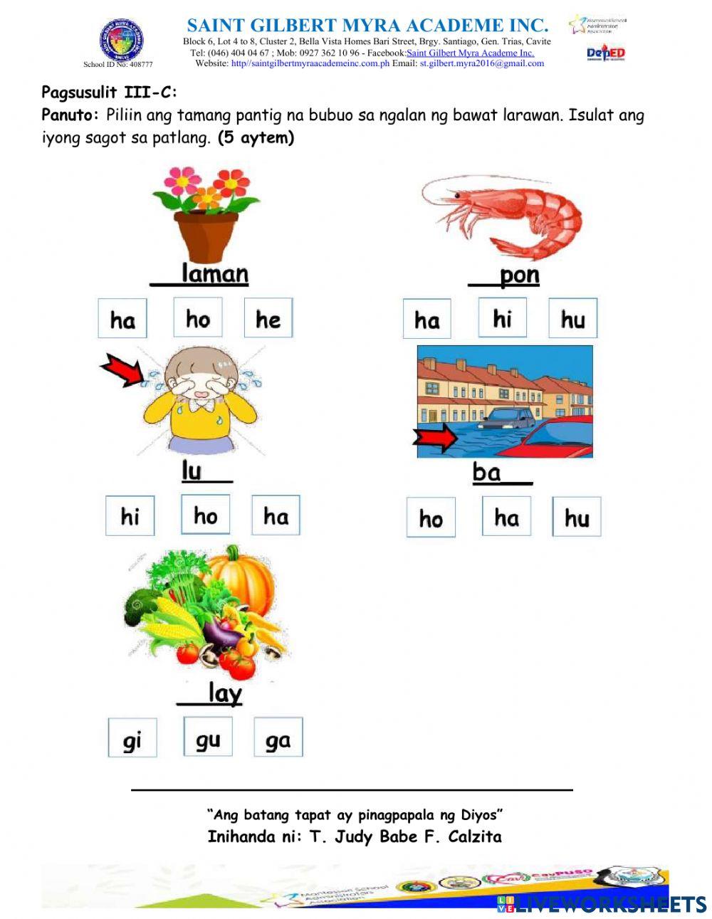 Third Quarterly Examination - Filipino
