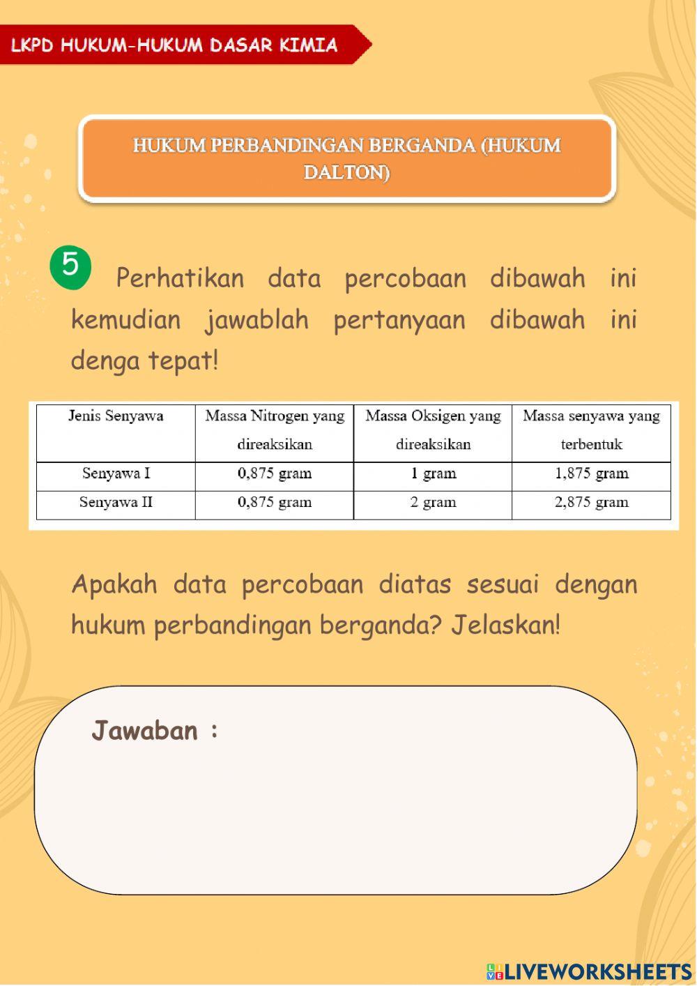 LKPD Hukum Dasar Kimia