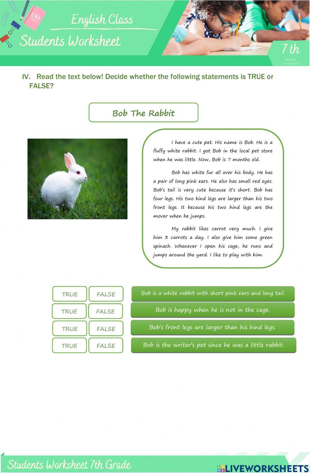 Students Worksheet 7th Grade - Chapter 5: Describing Animal (Descriptive Text)