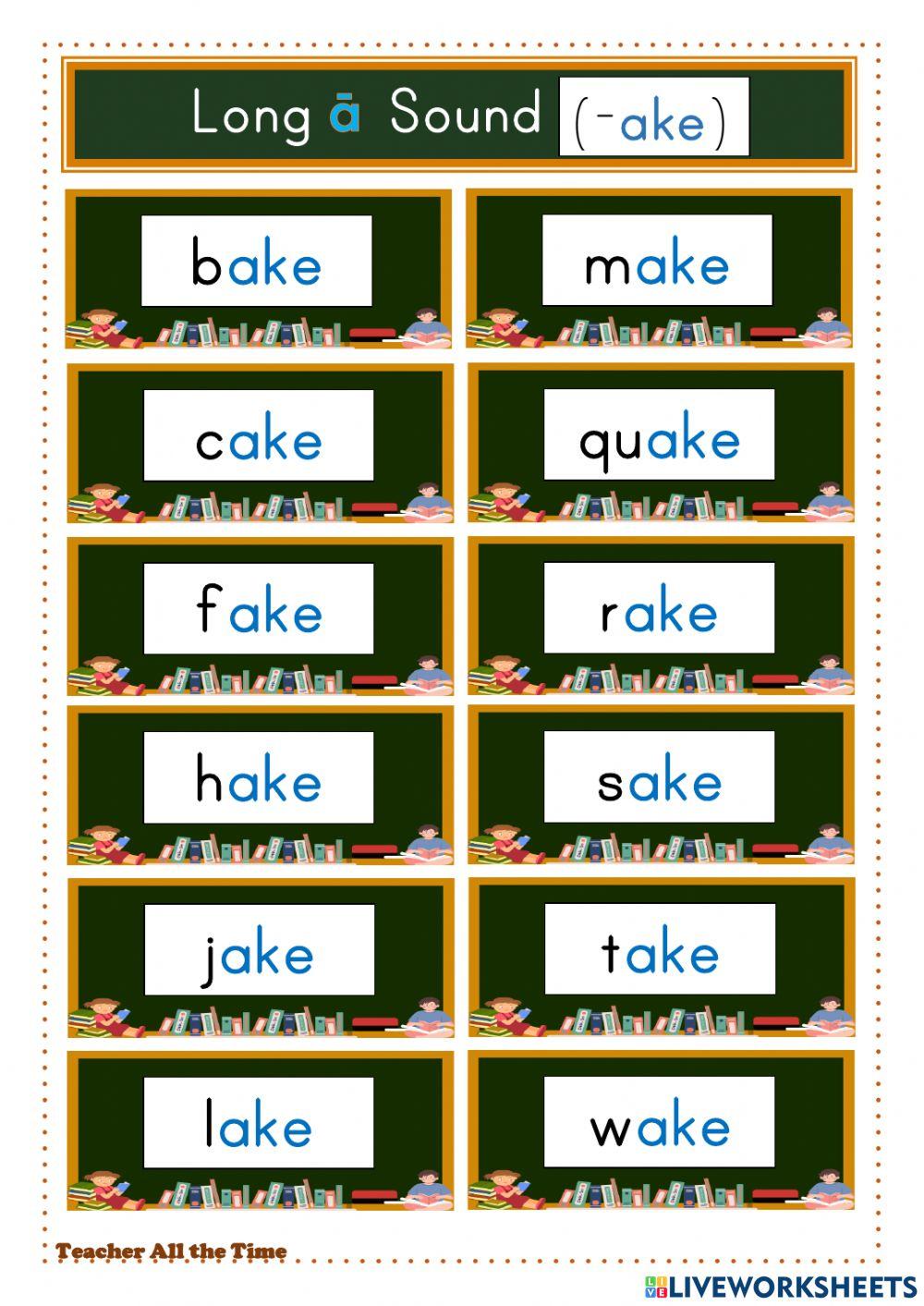 Long ā Sound Word Family -a-e (Part 1)