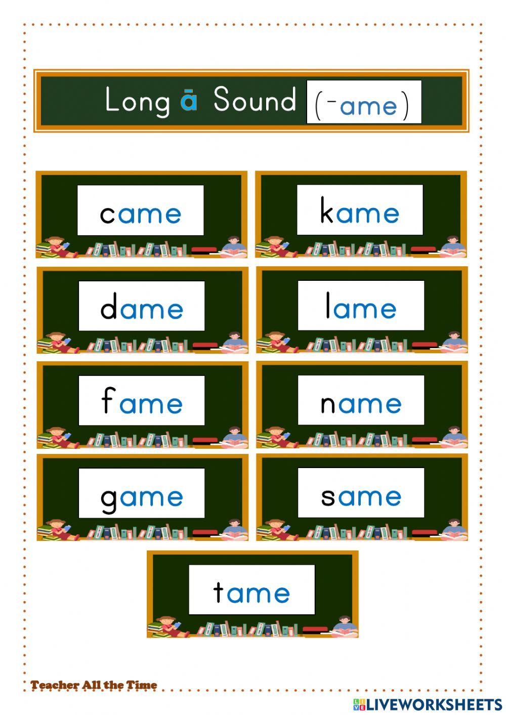 Long ā Sound Word Family -a-e (Part 1)