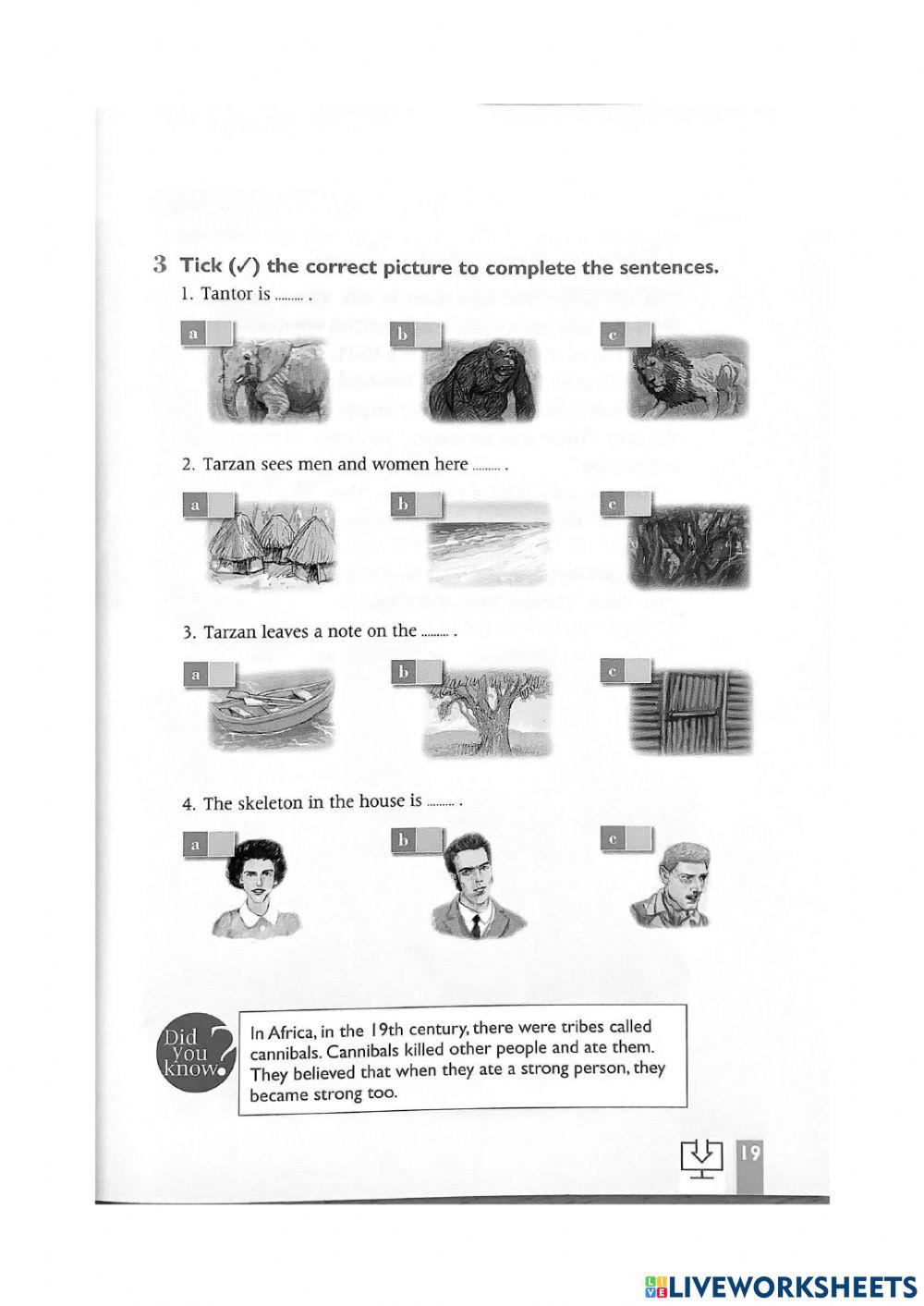 Tarzan chapters 3-4 worksheet | Live Worksheets
