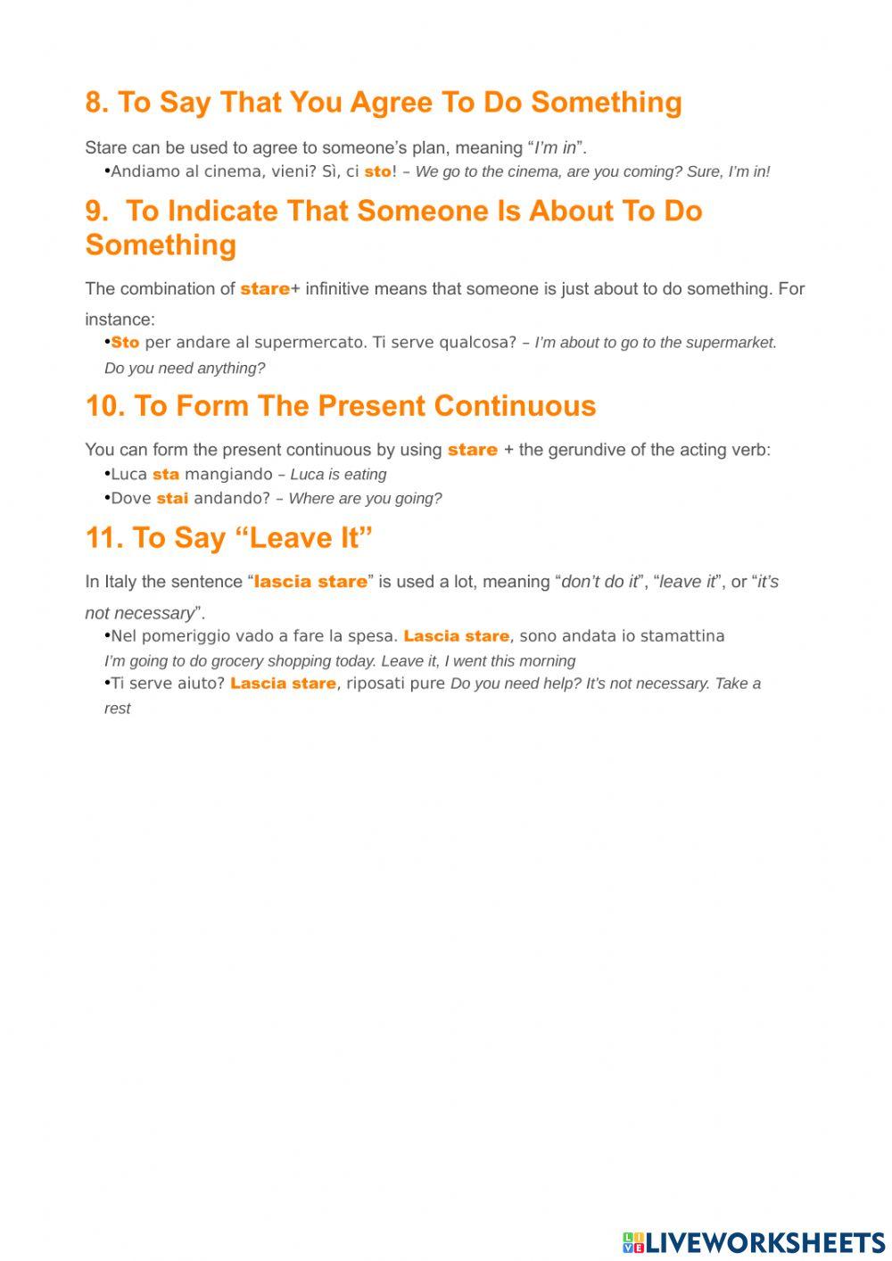 Essere - Stare - difference