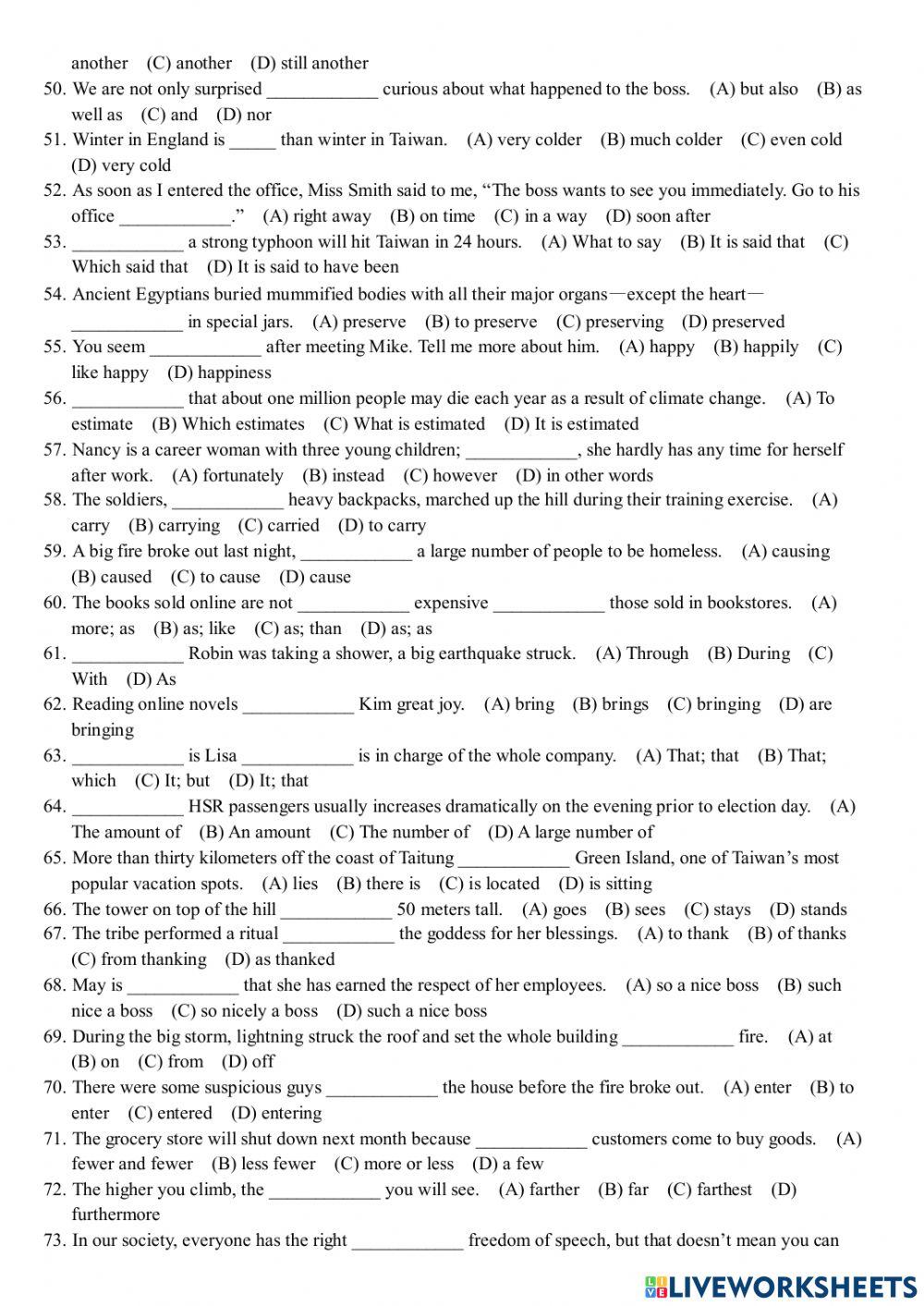 高中文法練習Part 3