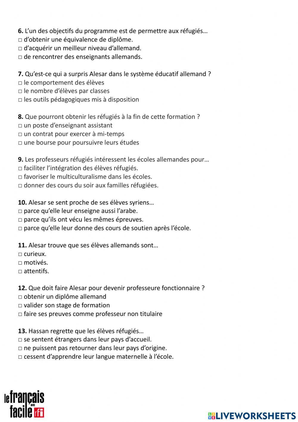 SL & HL Listening - Social organization - profs réfugiés