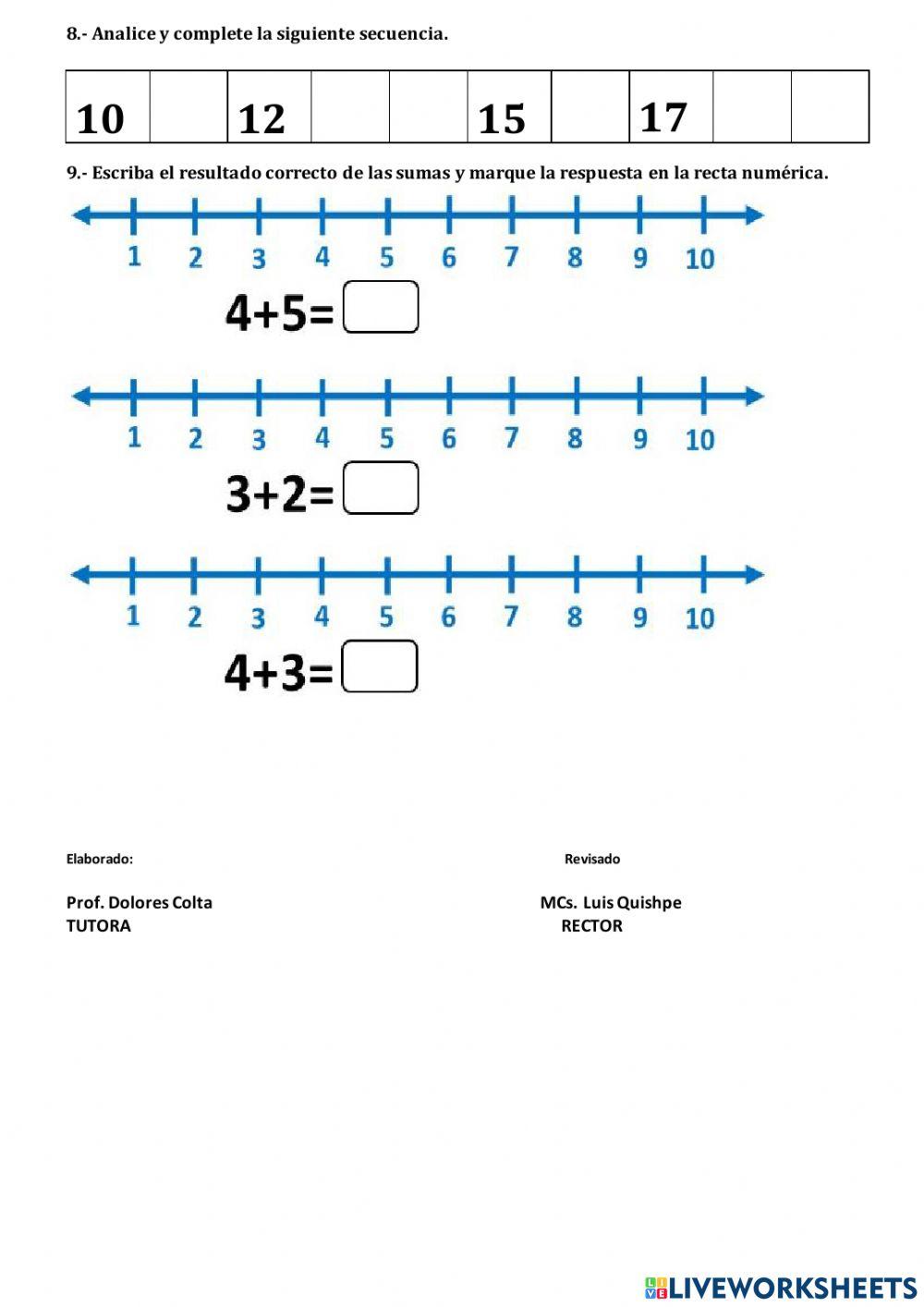 Matemáticas segundo año Q1