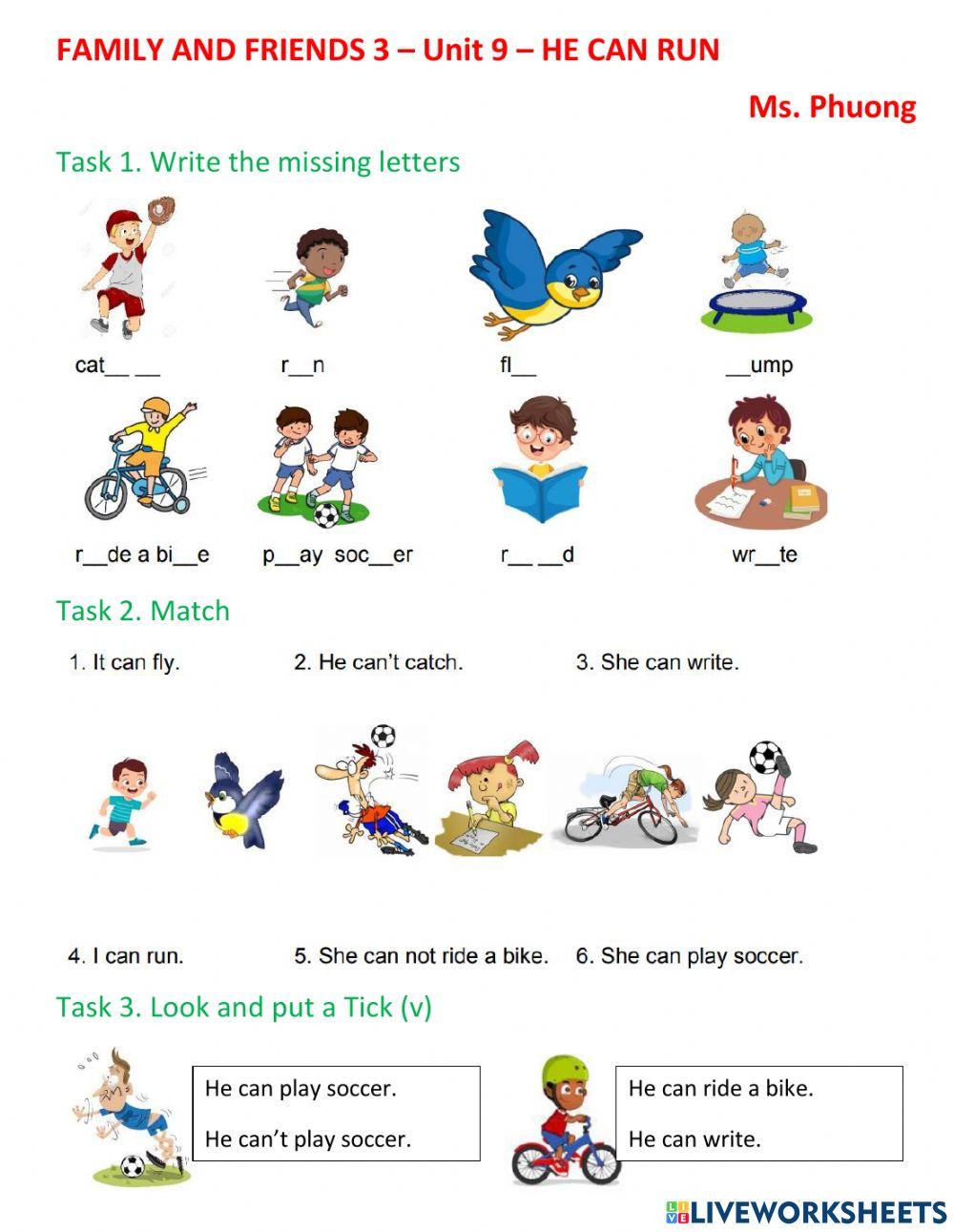 Family 3 - unit 9 - He can run