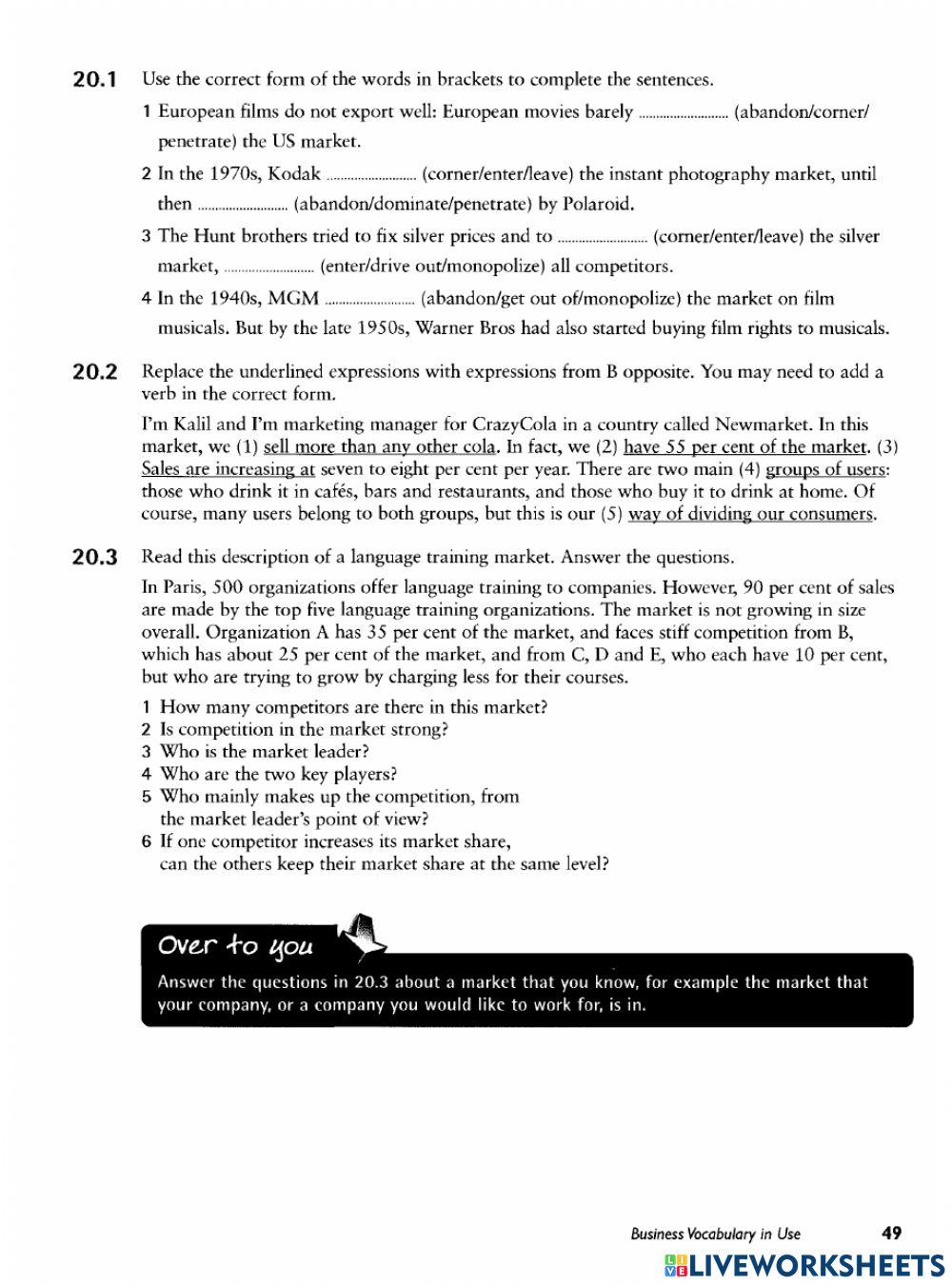 Markets and competitors