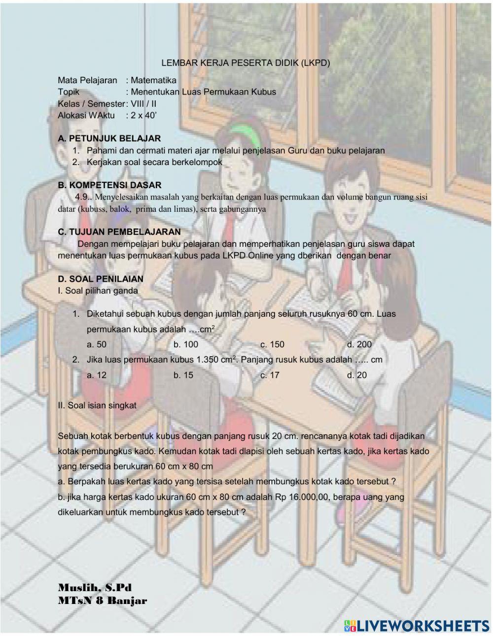 LKPD Luas Permukaan Kubus