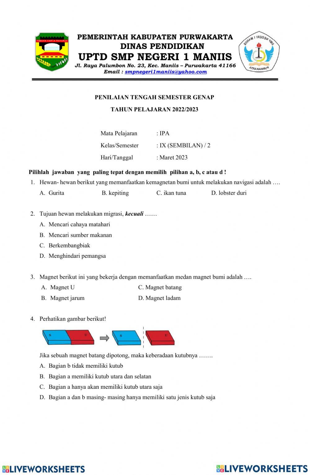 Pts ipa kelas 9 semester genap