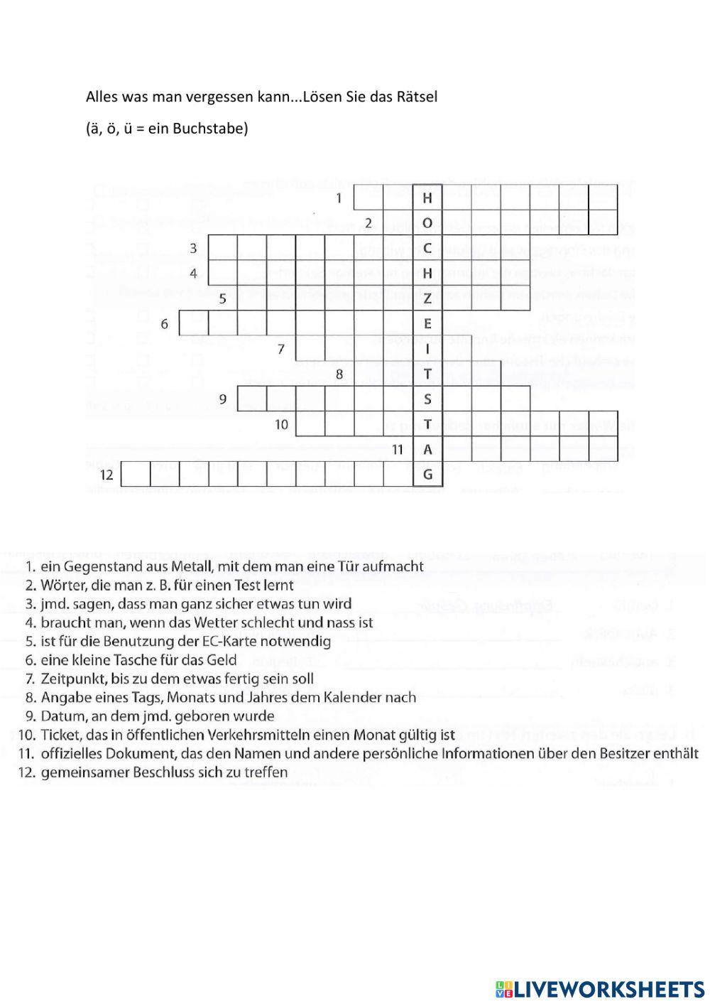 C1-10.1-Alles was man vergessen kann-Kreuzworträtsel