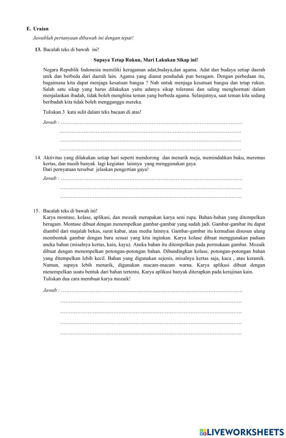 PAS Tema 7 Indahnya Keragaman di Negeriku