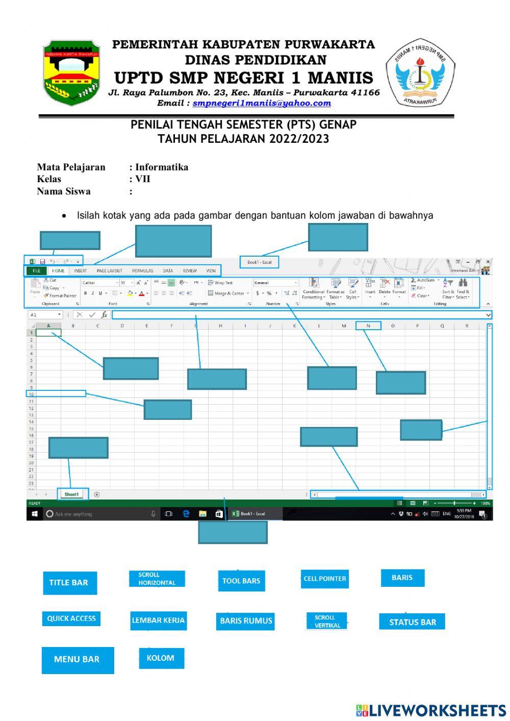 Bagian-bagian dari Microsoft Excel