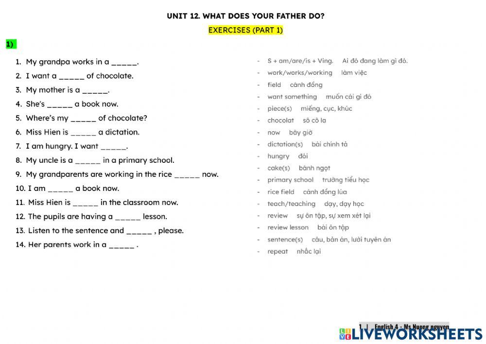 E4Mac U12 (Ex P1) WHAT DOES YOUR FATHER DO? -nuongnguyen