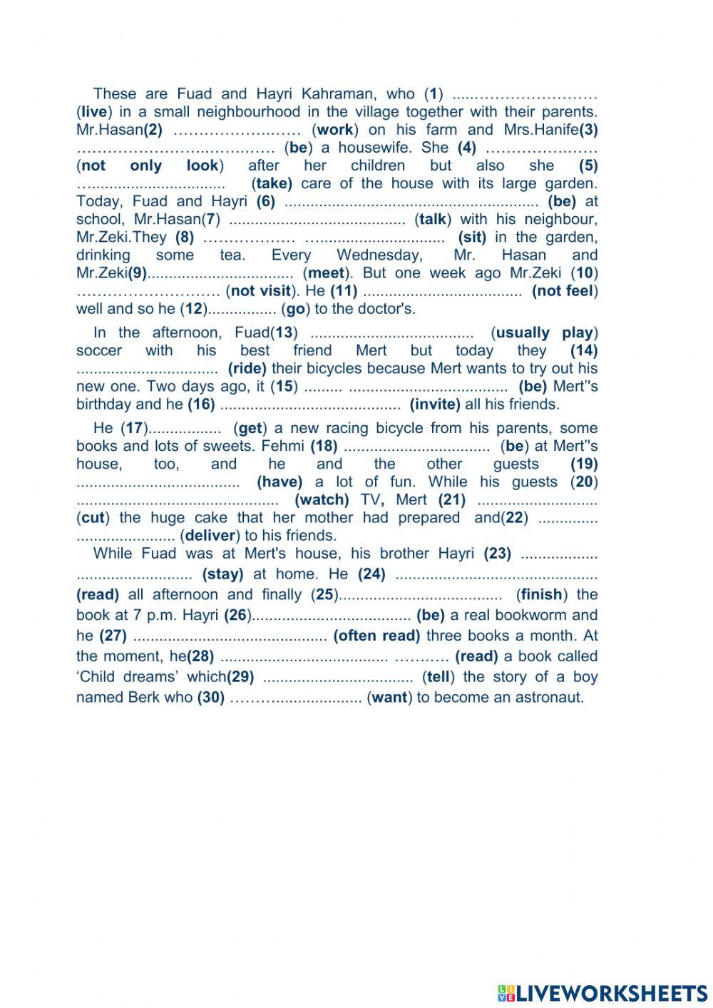 2308961 simple present present cont past simple past