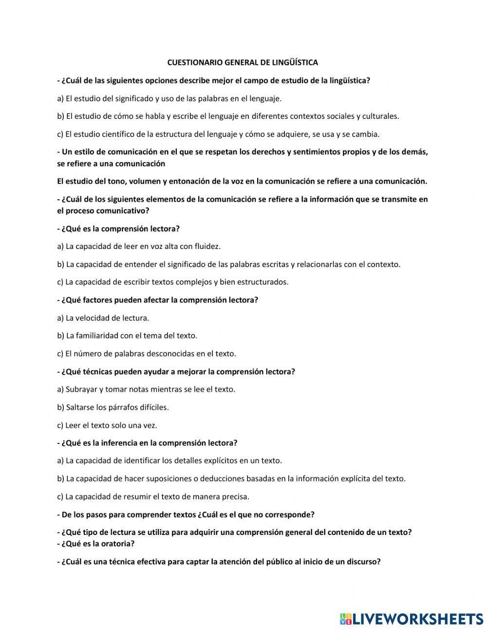 Cuestionario general