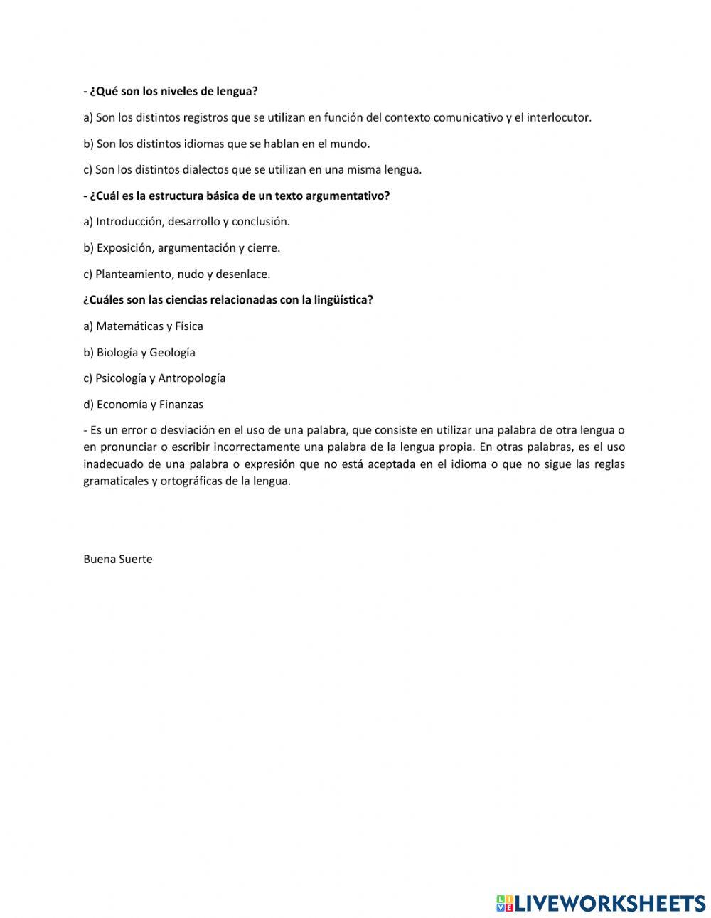 Cuestionario general