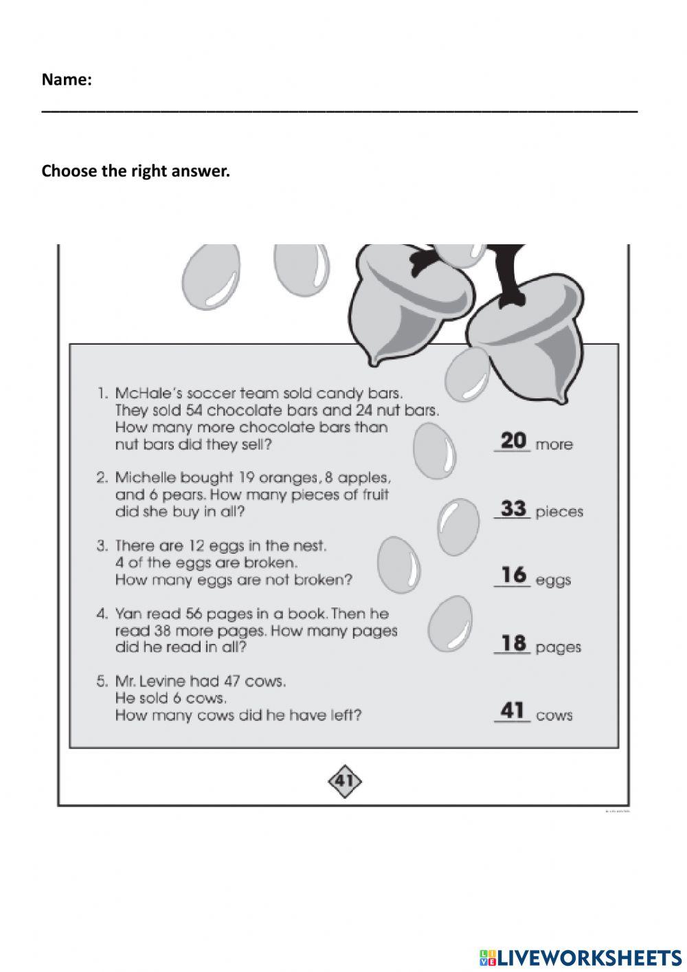 Math Problems online activity | Live Worksheets