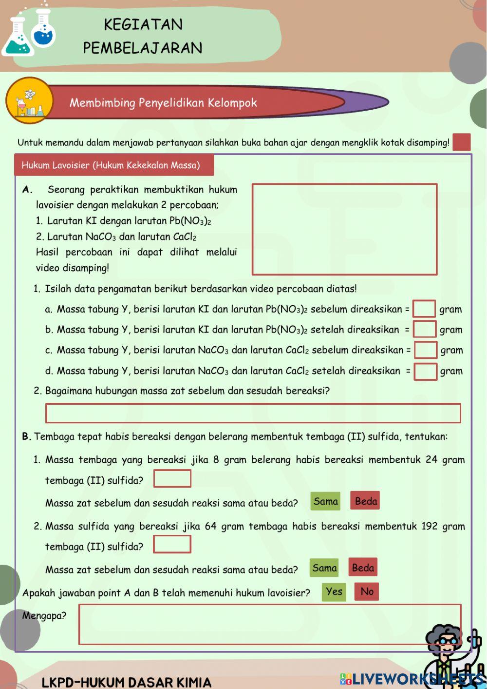 Hukum dasar kimia (lavoisier, proust, dalton)