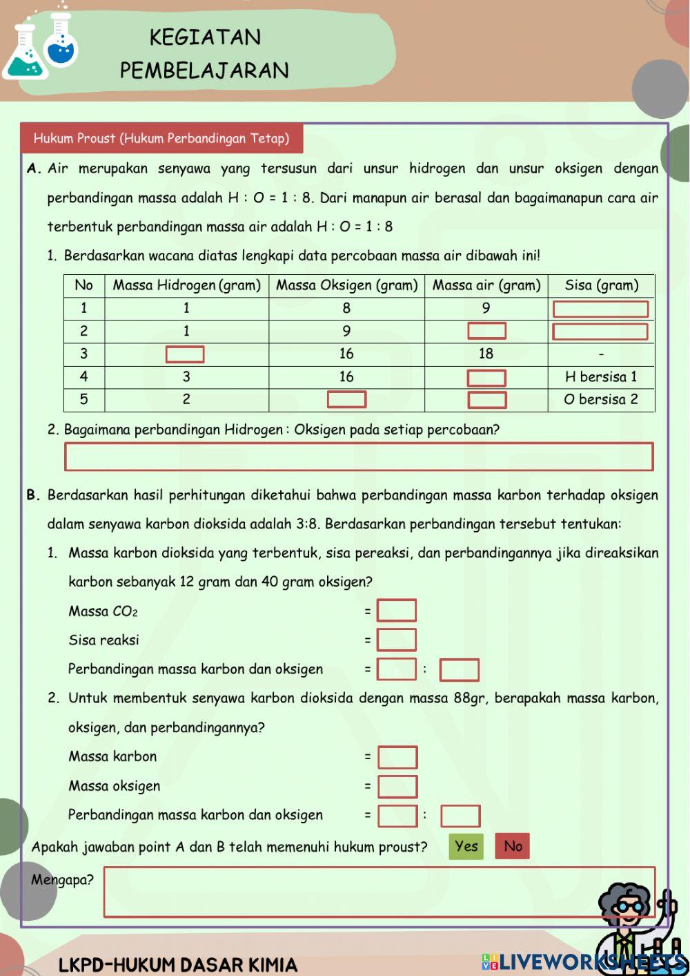 Hukum dasar kimia (lavoisier, proust, dalton)