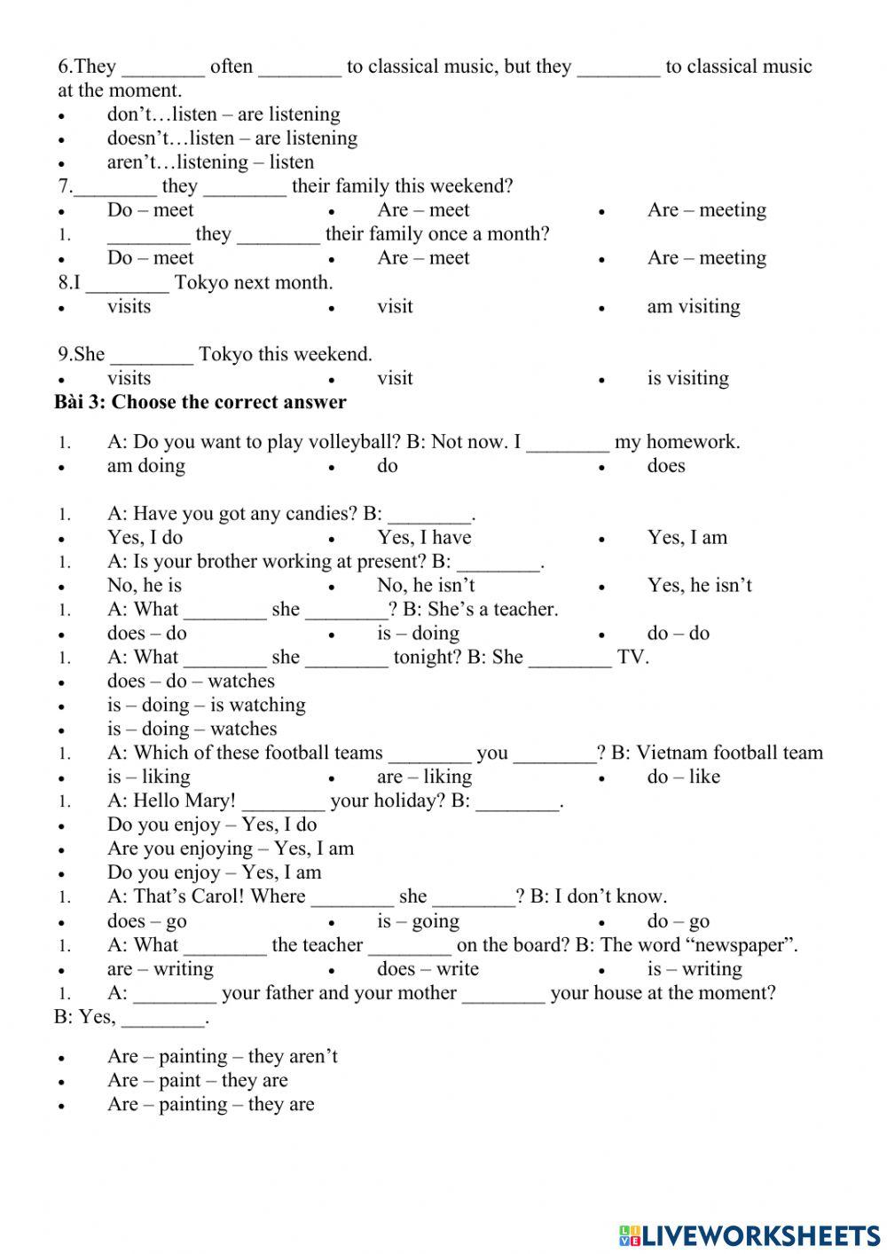 Present and present continuous