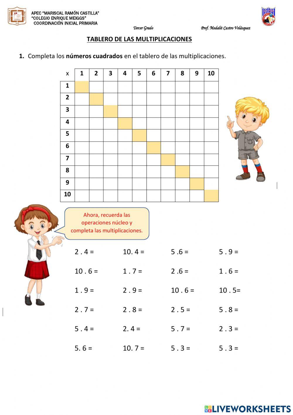 Tablero de multiplicaciones