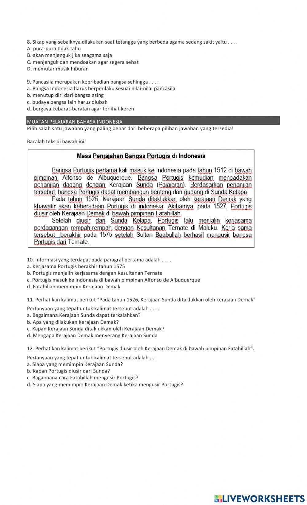 Penilaian tengah semester tema 7