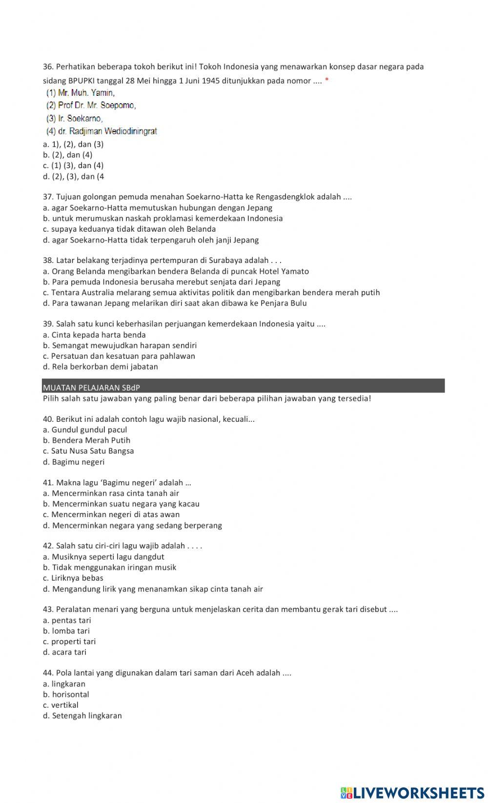 Penilaian tengah semester tema 7