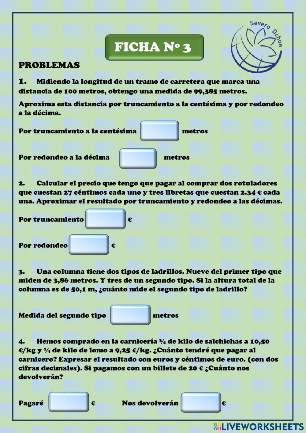 Problemas números decimales