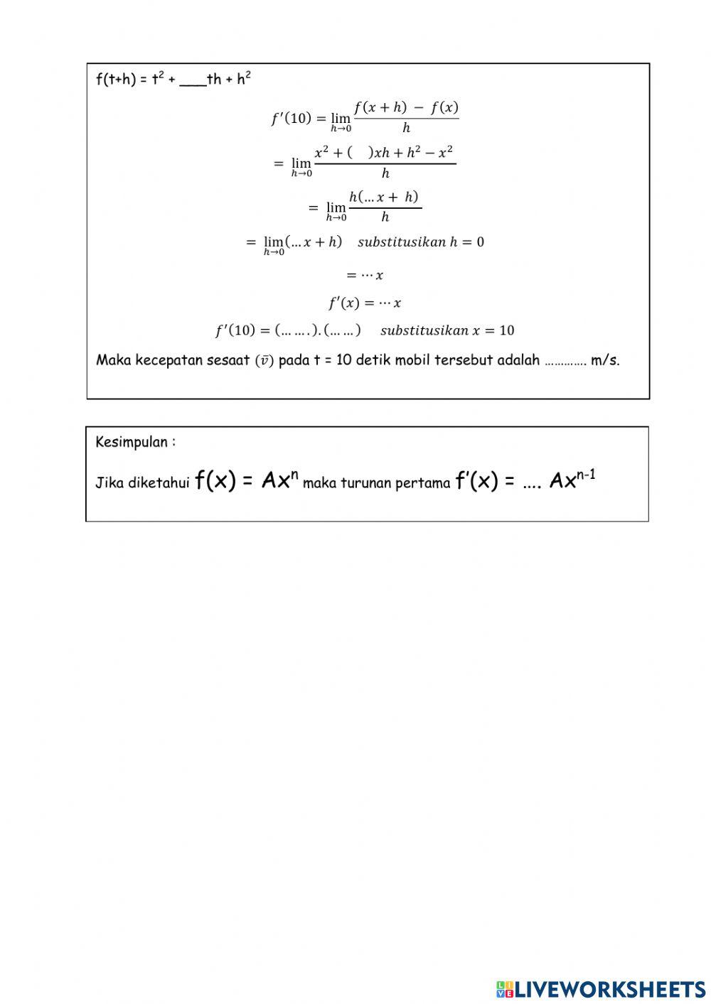 LKPD Turunan Fungsi Aljabar