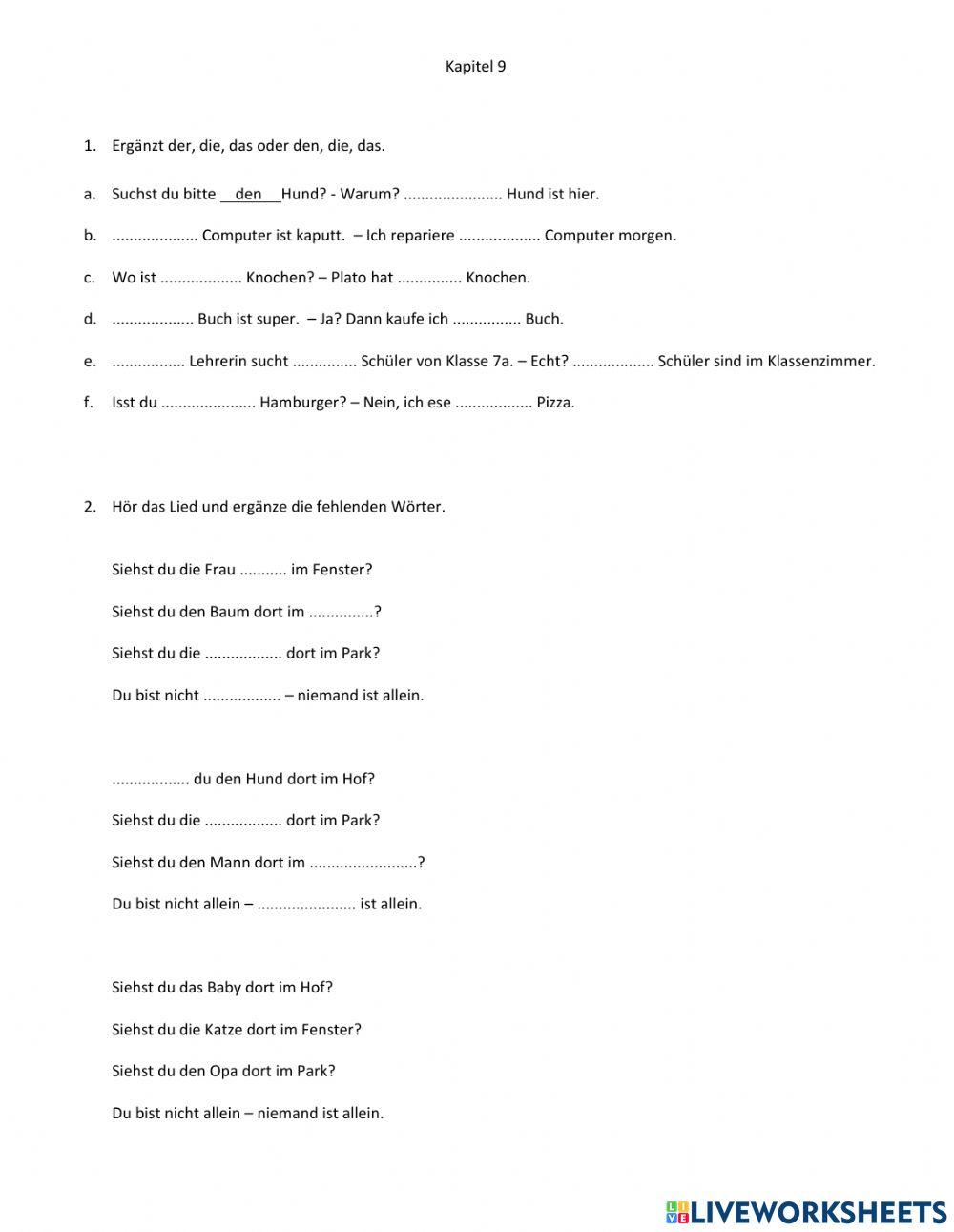 Der bestimmte Artikel im Akkusativ