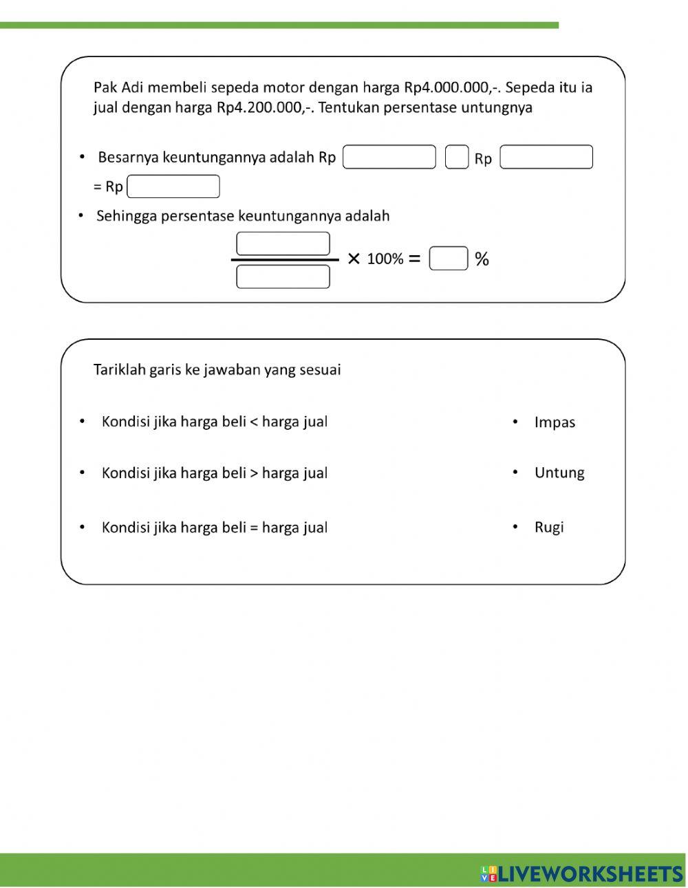 untung-rugi 2556803 | nansyluden | Live Worksheets