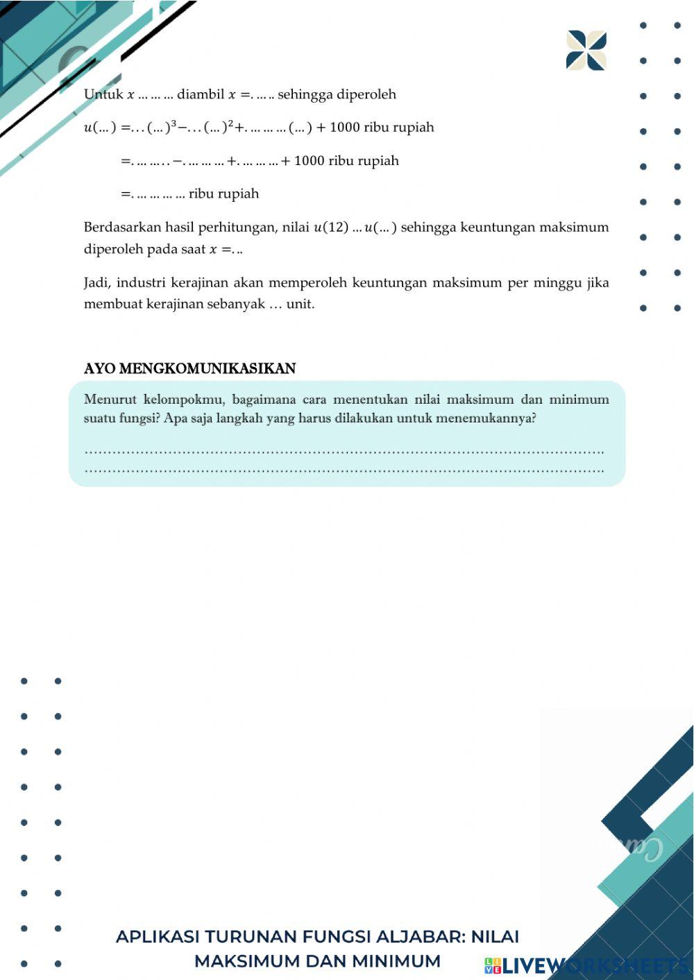 LKPD Aplikasi Turunan Fungsi Aljabar