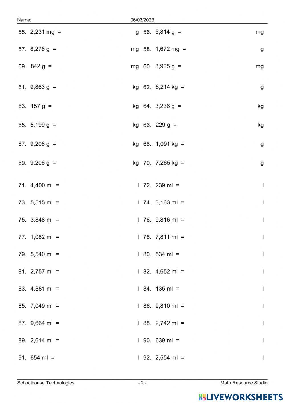 WW L3 Unit Conversions