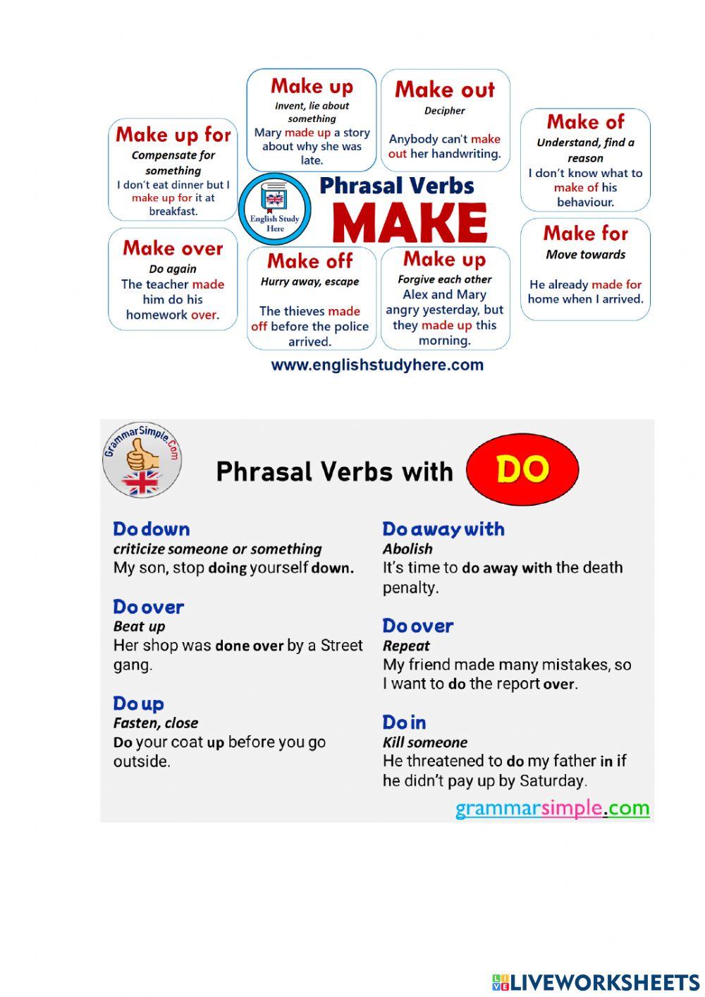 Grammar Worksheets : Make/Do