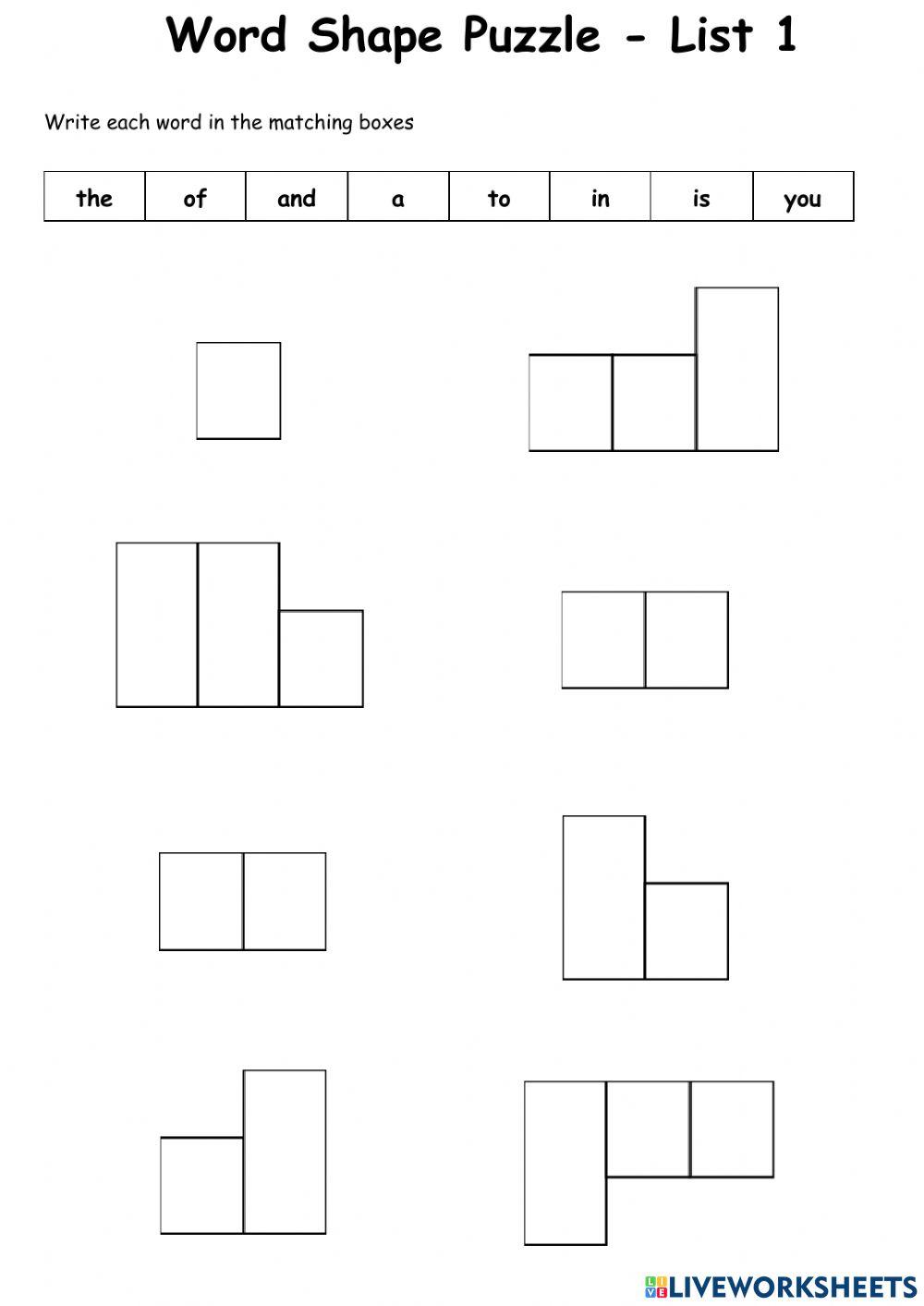 Sight Words - List 1