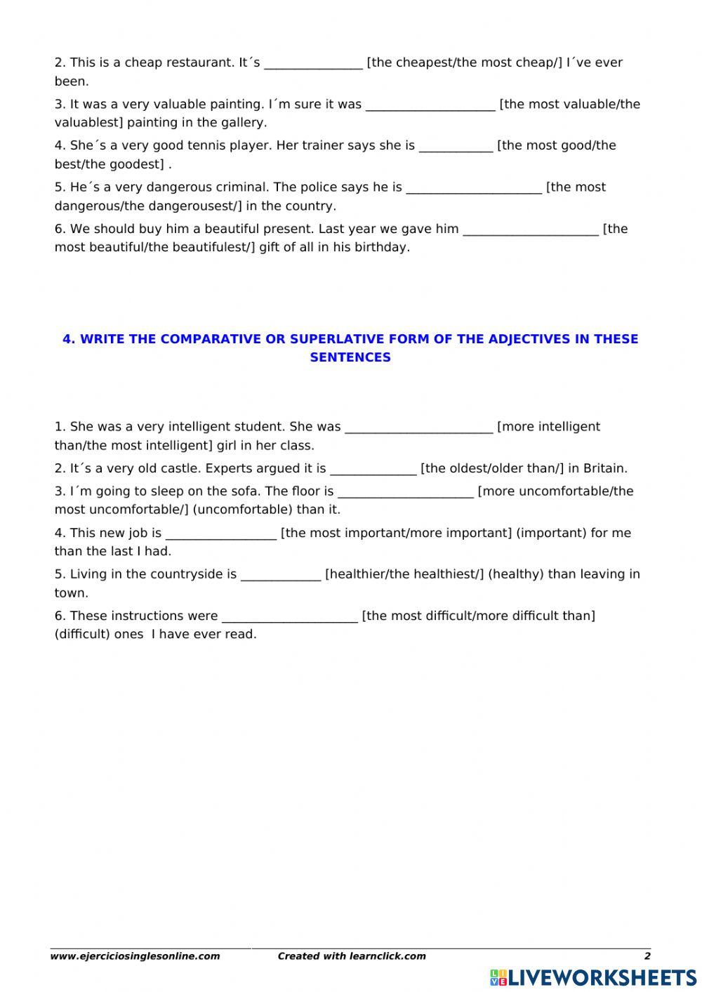 Comparative and superlatives